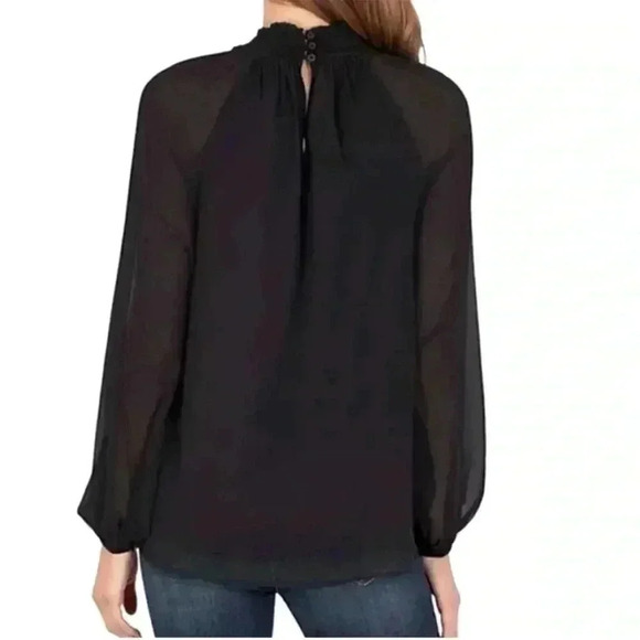 Joie Black Long Sleeve Smocked Neck Top Limited Edition Size L - Picture 2 of 13